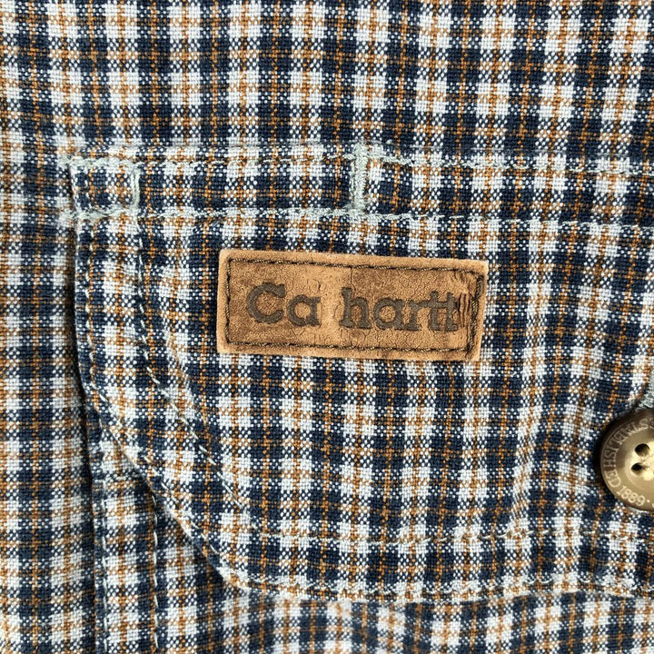Carhartt Relaxed Fit Check Pattern Long Sleeve Button-Down Work Shirt, Men's Size S (approx.) cotton gray type Vintage Second Hand