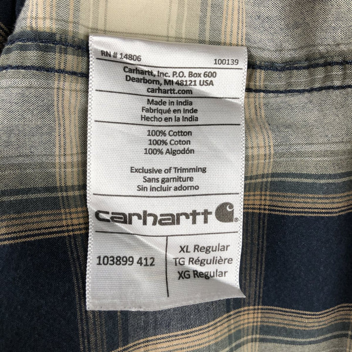 Carhartt Relaxed Fit Check Pattern Long Sleeve Button Down Work Shirt, Men's XL cotton Beige type Vintage Second Hand