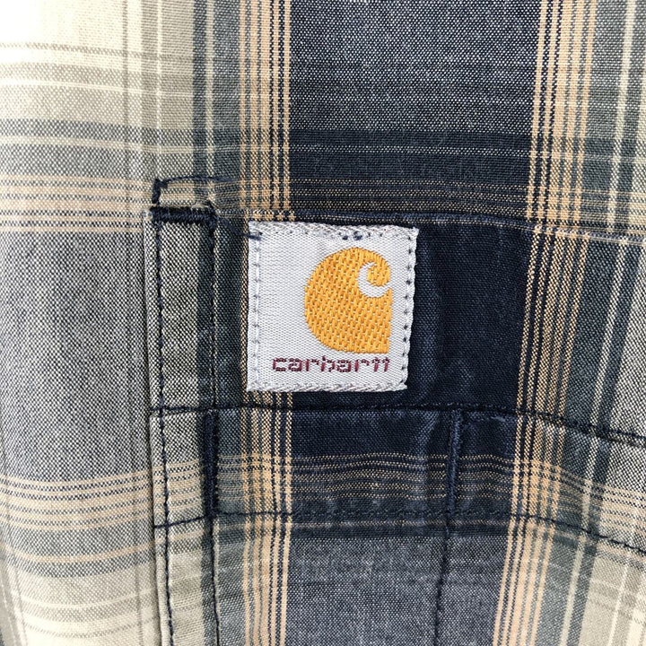 Carhartt Relaxed Fit Check Pattern Long Sleeve Button Down Work Shirt, Men's XL cotton Beige type Vintage Second Hand