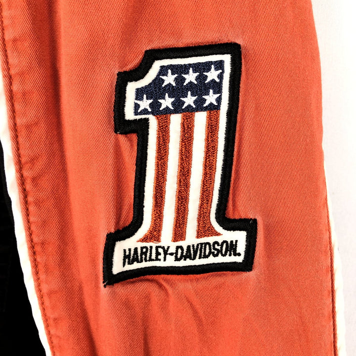 Harley-Davidson Stars and Stripes Pattern Hidden Button-Down Long-Sleeve Work Shirt, Men's Size M (approx.) cotton black type Vintage Second Hand