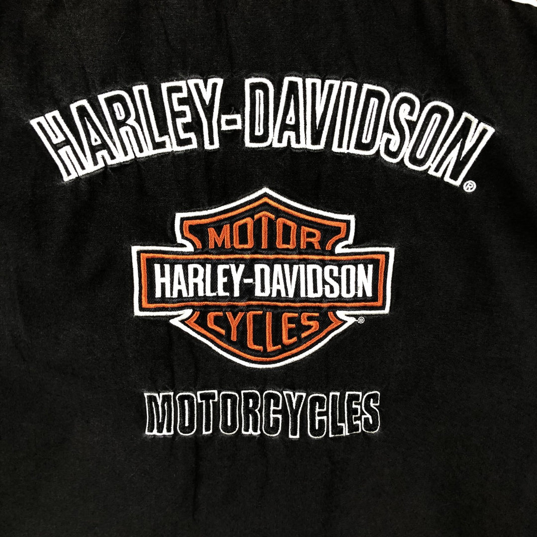 Harley-Davidson Stars and Stripes Pattern Hidden Button-Down Long-Sleeve Work Shirt, Men's Size M (approx.) cotton black type Vintage Second Hand