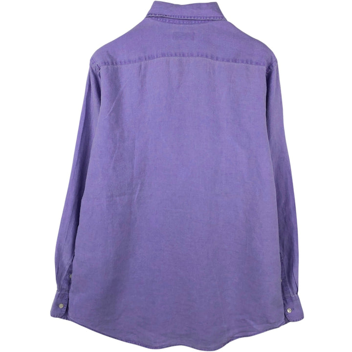 Ralph Lauren long sleeve linen button down shirt, men's size L linen purple type Vintage Second Hand