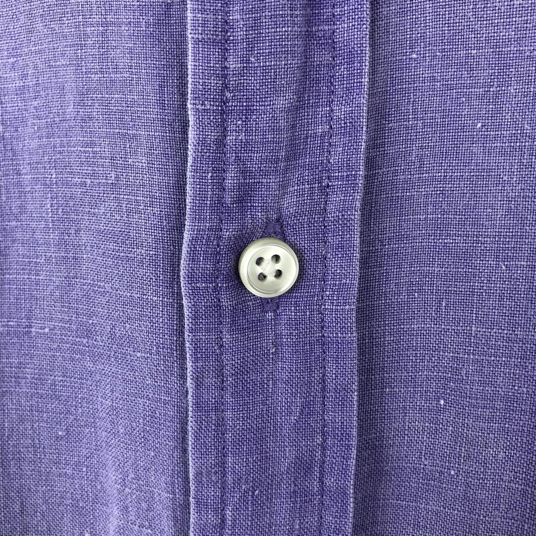 Ralph Lauren long sleeve linen button down shirt, men's size L linen purple type Vintage Second Hand