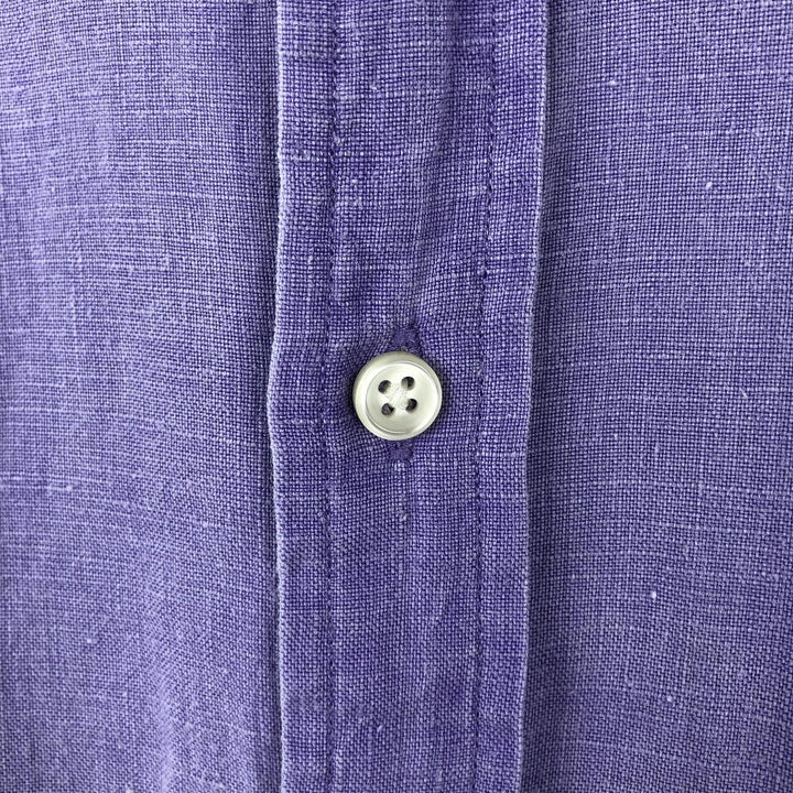 Ralph Lauren long sleeve linen button down shirt, men's size L linen purple type Vintage Second Hand