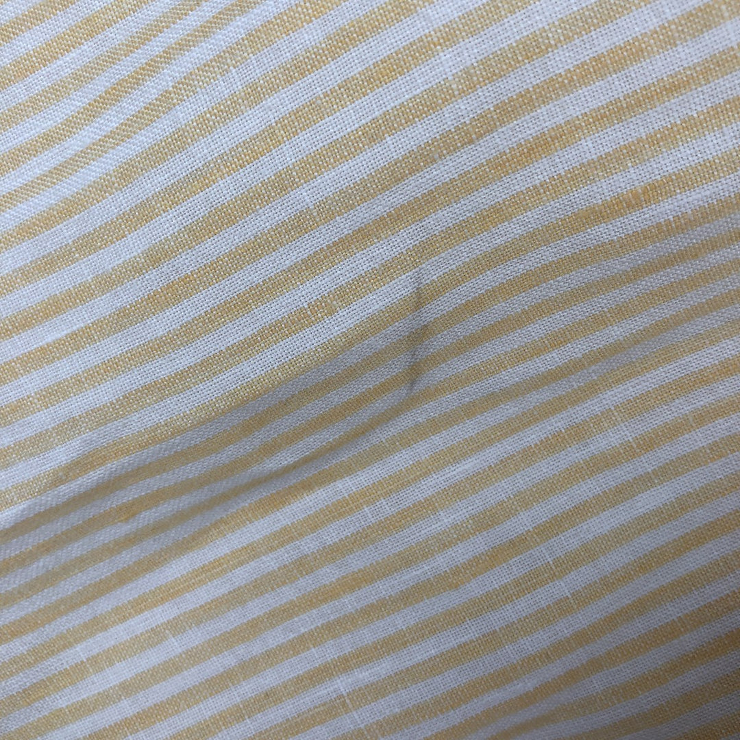 Banana Republic Stripe Pattern Long-Sleeve Linen Shirt, Men's Size M (approx.) linen yellow type Vintage Second Hand