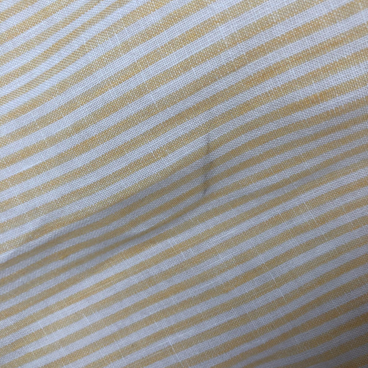 Banana Republic Stripe Pattern Long-Sleeve Linen Shirt, Men's Size M (approx.) linen yellow type Vintage Second Hand
