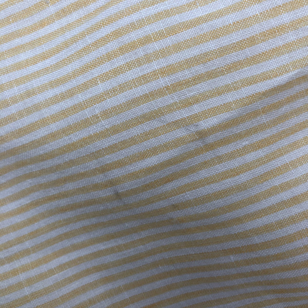Banana Republic Stripe Pattern Long-Sleeve Linen Shirt, Men's Size M (approx.) linen yellow type Vintage Second Hand