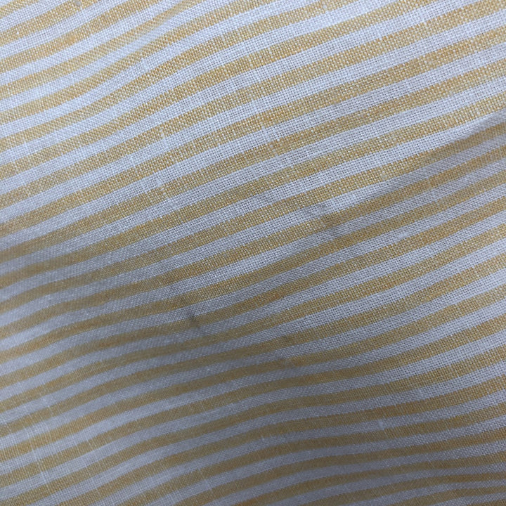 Banana Republic Stripe Pattern Long-Sleeve Linen Shirt, Men's Size M (approx.) linen yellow type Vintage Second Hand