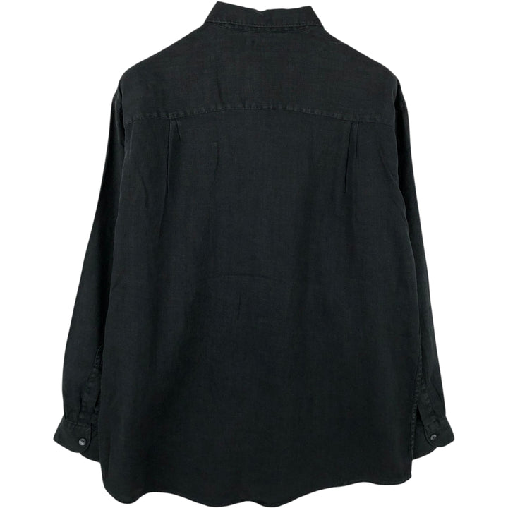 Liz Claiborne long-sleeved linen shirt, men's size L (approx.) linen black type Vintage Second Hand