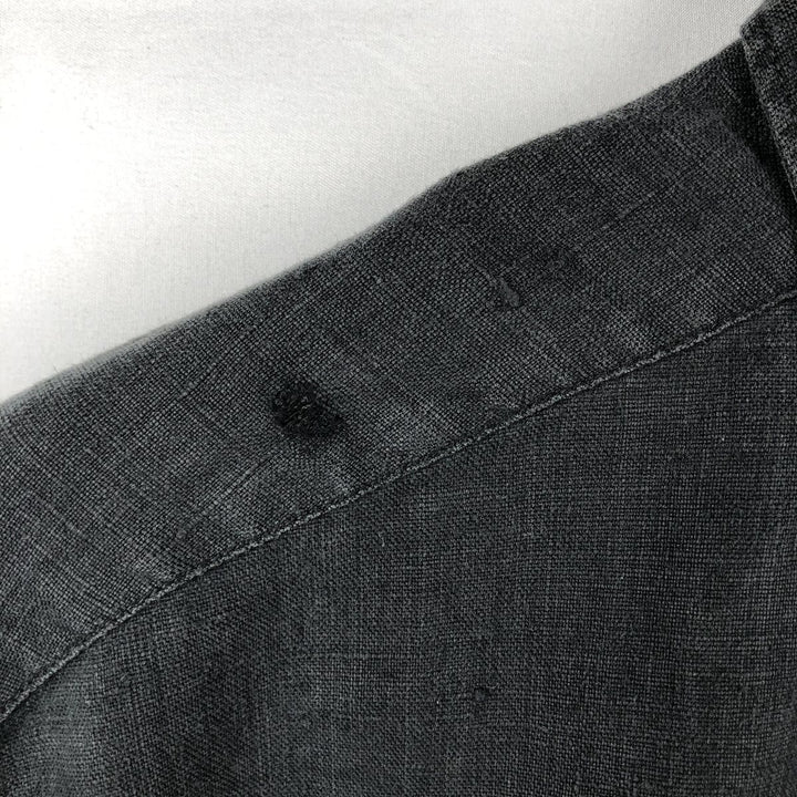 Liz Claiborne long-sleeved linen shirt, men's size L (approx.) linen black type Vintage Second Hand