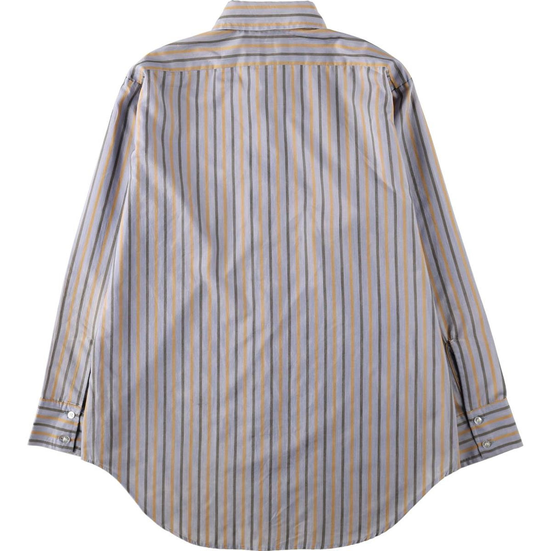 1970'S Arrow Kent Collection Multi-Striped Long-Sleeve Striped Shirt, Men's Size L (Equivalent), Vintage polyester gray type Vintage Second Hand
