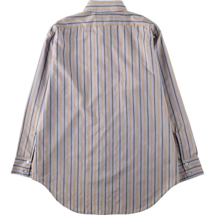 1970'S Arrow Kent Collection Multi-Striped Long-Sleeve Striped Shirt, Men's Size L (Equivalent), Vintage polyester gray type Vintage Second Hand