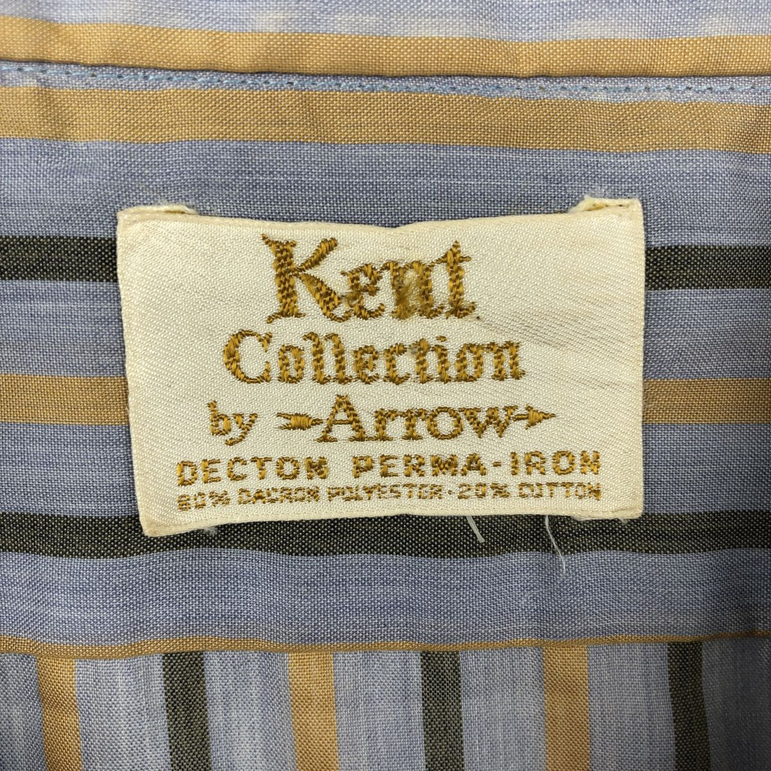 1970'S Arrow Kent Collection Multi-Striped Long-Sleeve Striped Shirt, Men's Size L (Equivalent), Vintage polyester gray type Vintage Second Hand