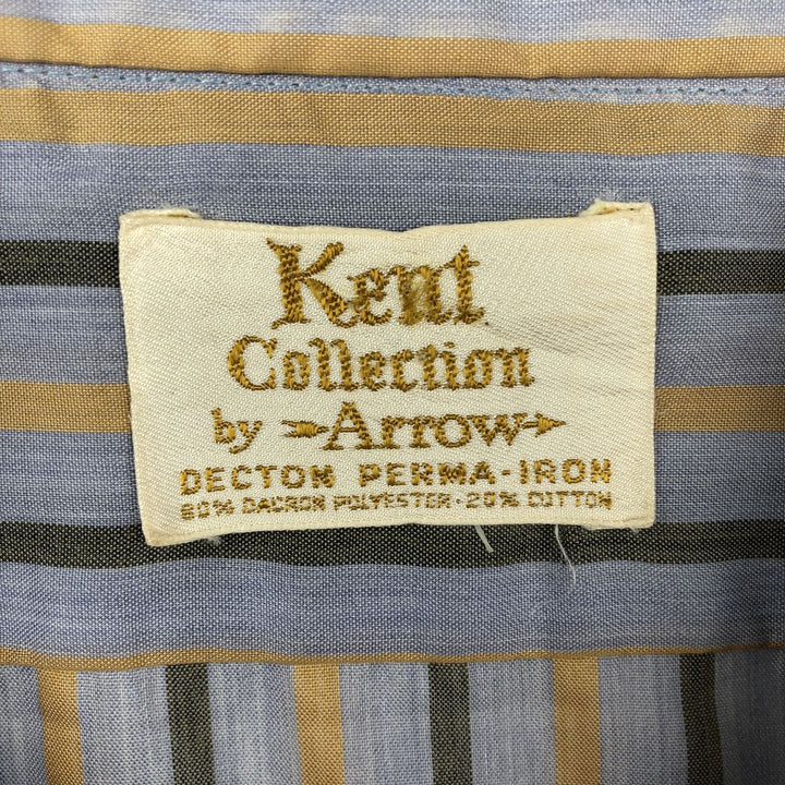 1970'S Arrow Kent Collection Multi-Striped Long-Sleeve Striped Shirt, Men's Size L (Equivalent), Vintage polyester gray type Vintage Second Hand