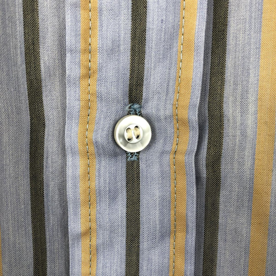 1970'S Arrow Kent Collection Multi-Striped Long-Sleeve Striped Shirt, Men's Size L (Equivalent), Vintage polyester gray type Vintage Second Hand