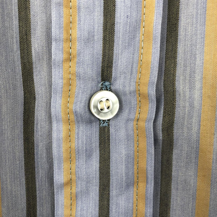 1970'S Arrow Kent Collection Multi-Striped Long-Sleeve Striped Shirt, Men's Size L (Equivalent), Vintage polyester gray type Vintage Second Hand