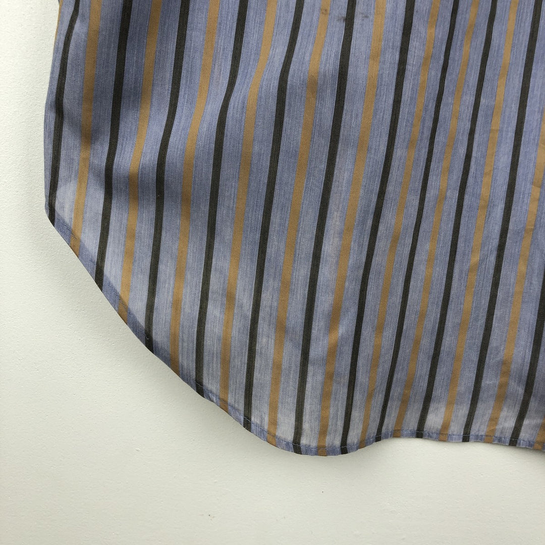 1970'S Arrow Kent Collection Multi-Striped Long-Sleeve Striped Shirt, Men's Size L (Equivalent), Vintage polyester gray type Vintage Second Hand