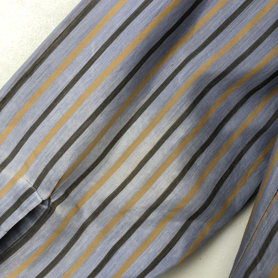 1970'S Arrow Kent Collection Multi-Striped Long-Sleeve Striped Shirt, Men's Size L (Equivalent), Vintage polyester gray type Vintage Second Hand