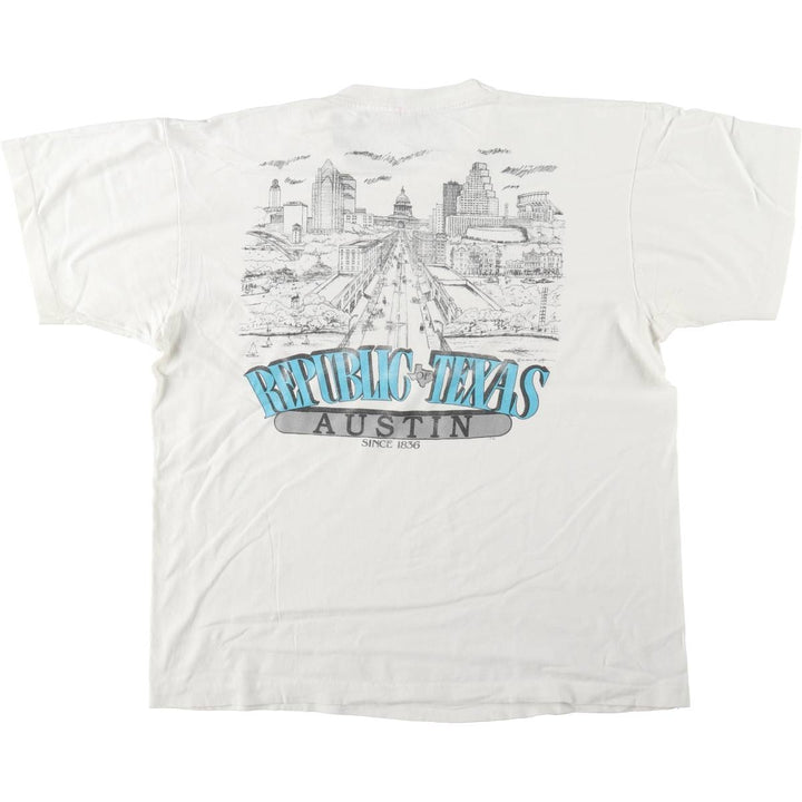 90'S Fruit of the Loom The Republic of Texas Advertising T-Shirt, Made in USA, Men's XL equivalent, Vintage cotton white type Vintage Second Hand