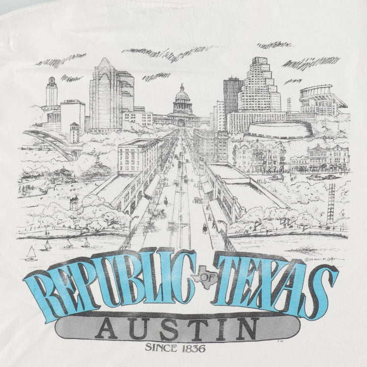 90'S Fruit of the Loom The Republic of Texas Advertising T-Shirt, Made in USA, Men's XL equivalent, Vintage cotton white type Vintage Second Hand