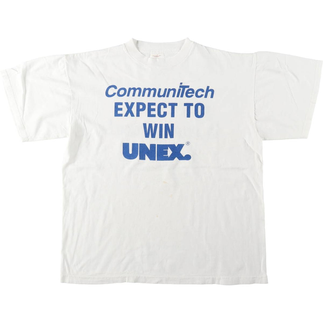 EM UNEX Advertising T-Shirt, Men's Size XL (equivalent) cotton white type Vintage Second Hand
