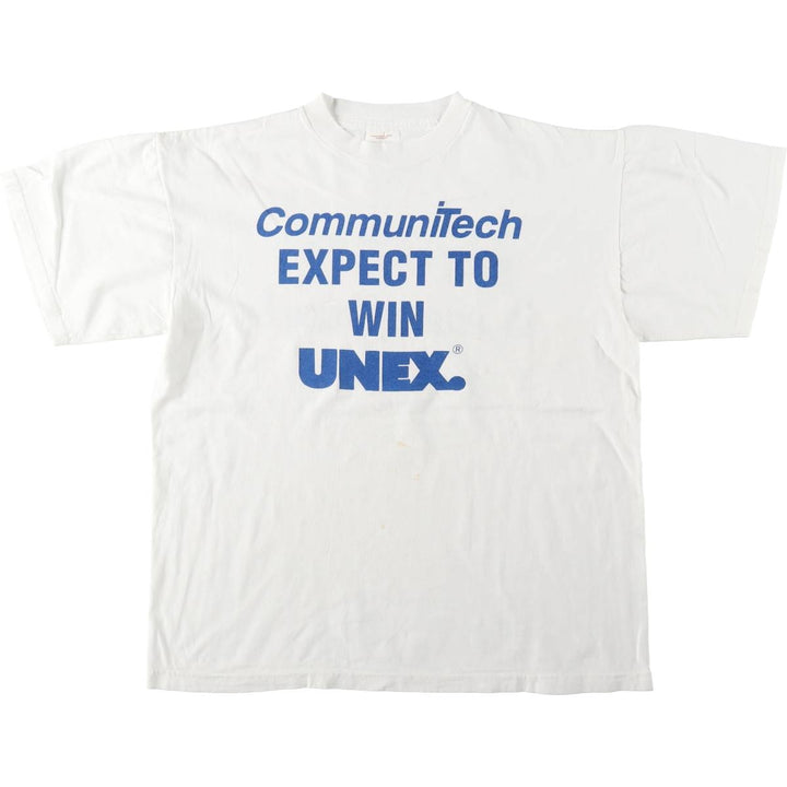 EM UNEX Advertising T-Shirt, Men's Size XL (equivalent) cotton white type Vintage Second Hand