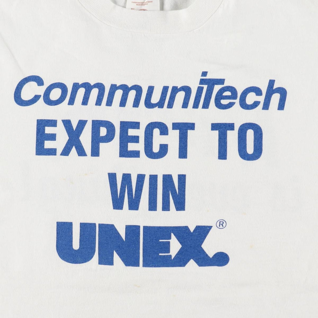 EM UNEX Advertising T-Shirt, Men's Size XL (equivalent) cotton white type Vintage Second Hand