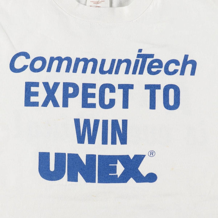 EM UNEX Advertising T-Shirt, Men's Size XL (equivalent) cotton white type Vintage Second Hand