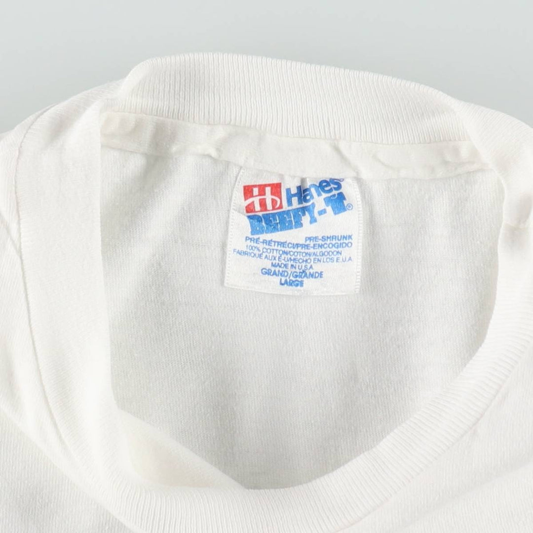90'S Hanes BEEFY-T SYSTEM ELECTRIC Advertising T-Shirt, Made in USA, Men's Size L (approx.), Vintage cotton white type Vintage Second Hand