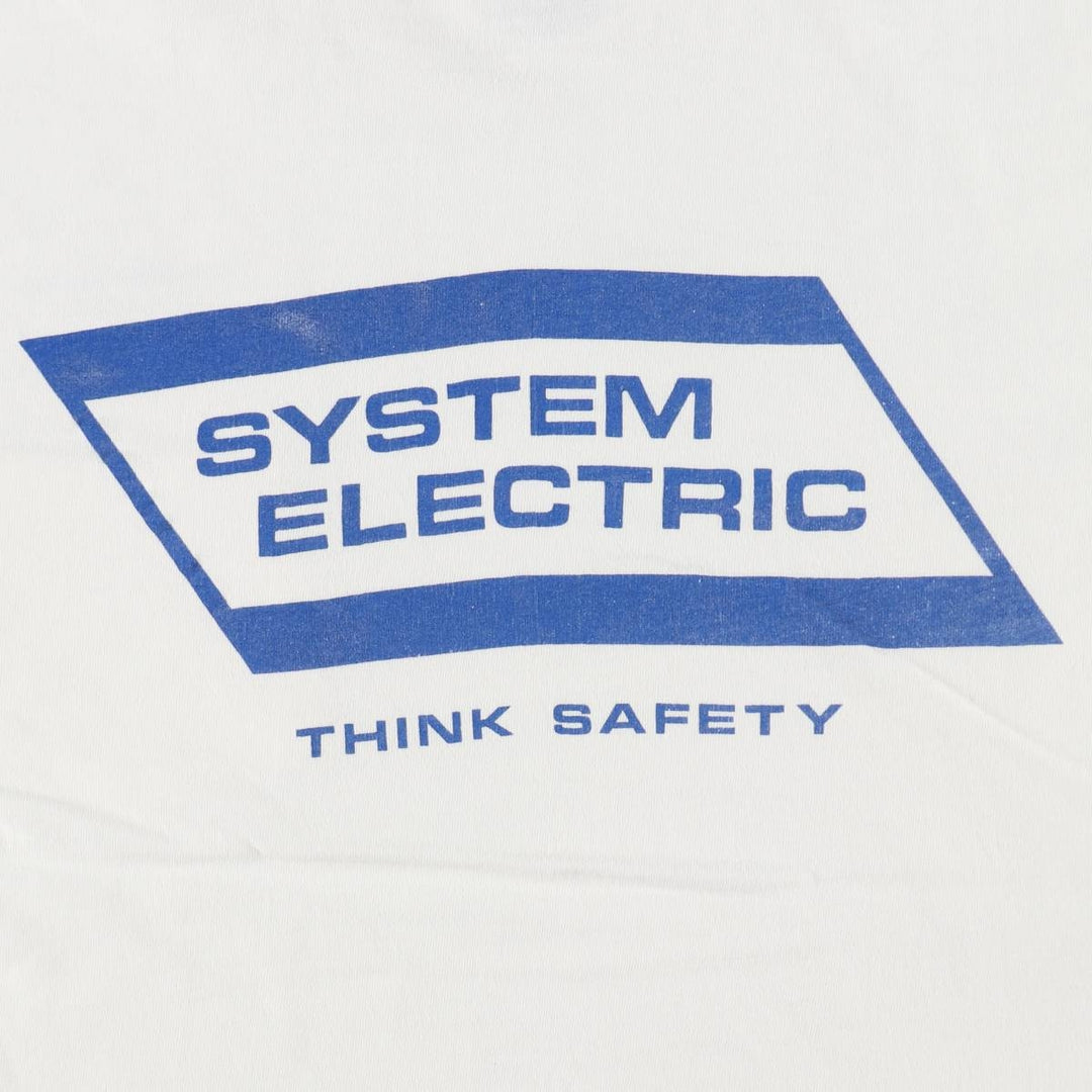 90'S Hanes BEEFY-T SYSTEM ELECTRIC Advertising T-Shirt, Made in USA, Men's Size L (approx.), Vintage cotton white type Vintage Second Hand
