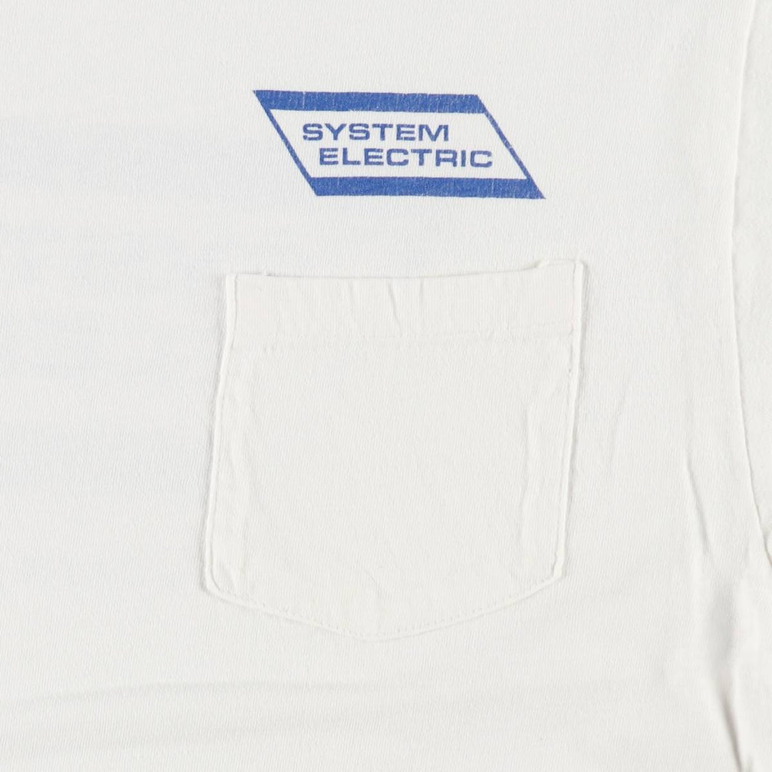 90'S Hanes BEEFY-T SYSTEM ELECTRIC Advertising T-Shirt, Made in USA, Men's Size L (approx.), Vintage cotton white type Vintage Second Hand