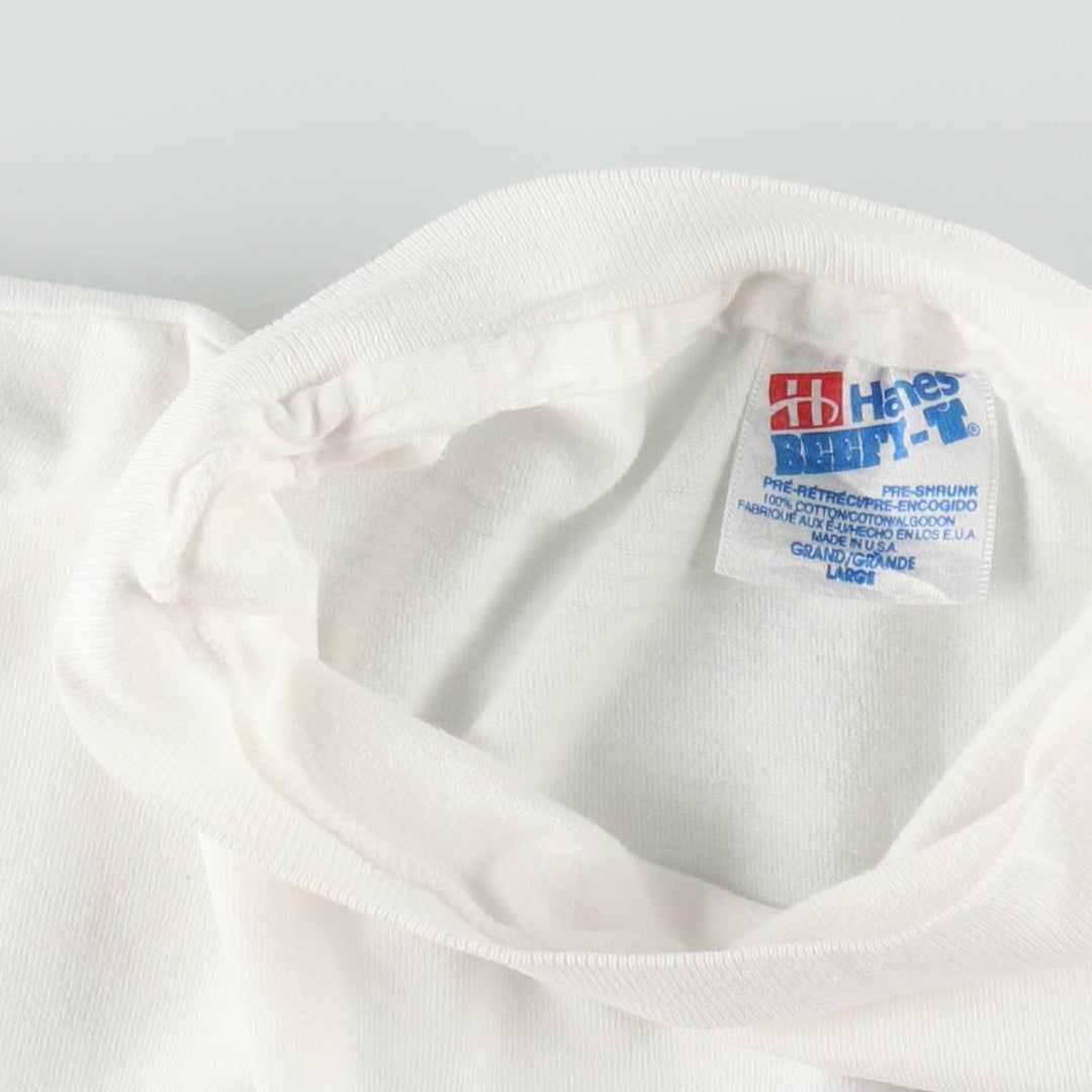 90'S Hanes BEEFY-T SYSTEM ELECTRIC Advertising T-Shirt, Made in USA, Men's Size L (approx.), Vintage cotton white type Vintage Second Hand
