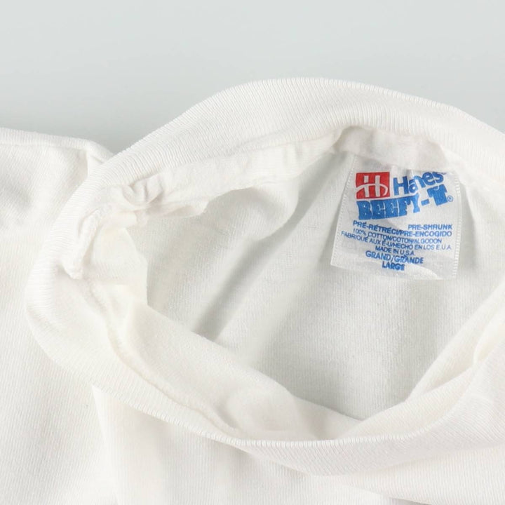 90'S Hanes BEEFY-T SYSTEM ELECTRIC Advertising T-Shirt, Made in USA, Men's Size L (approx.), Vintage cotton white type Vintage Second Hand
