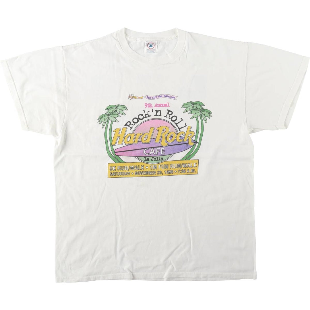 90'S Delta Hard Rock Cafe Advertising T-Shirt, Men's Size L (approx.), Vintage cotton white type Vintage Second Hand