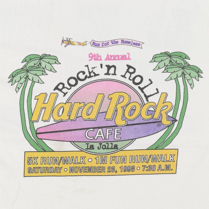90'S Delta Hard Rock Cafe Advertising T-Shirt, Men's Size L (approx.), Vintage cotton white type Vintage Second Hand