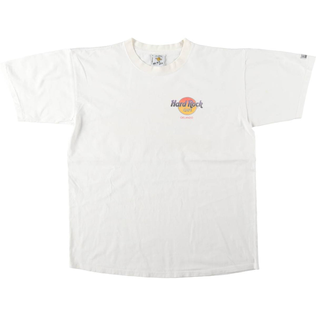 90'S HARD ROCK CAFE Heavy Tee Advertising T-shirt Made in USA Men's XL Vintage cotton white type Vintage Second Hand
