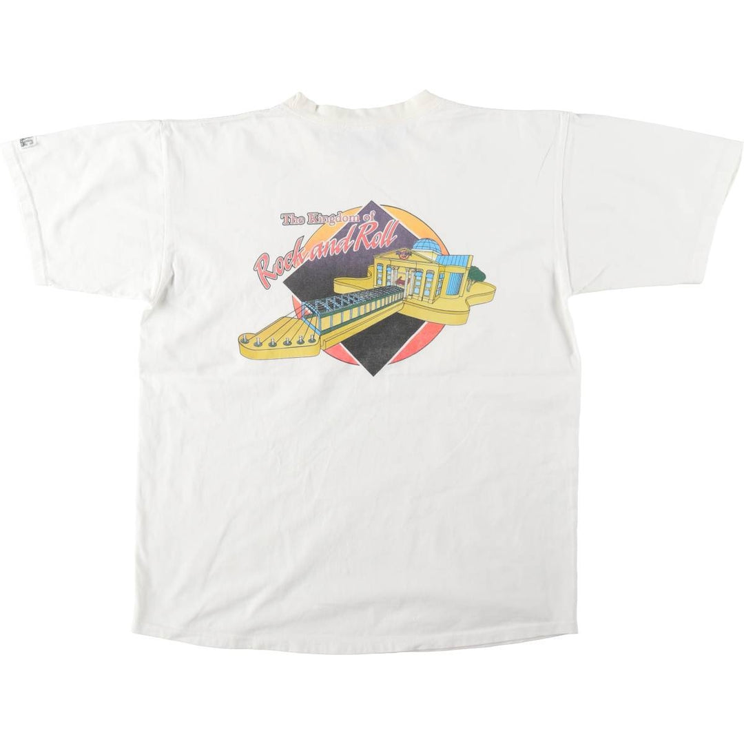 90'S HARD ROCK CAFE Heavy Tee Advertising T-shirt Made in USA Men's XL Vintage cotton white type Vintage Second Hand