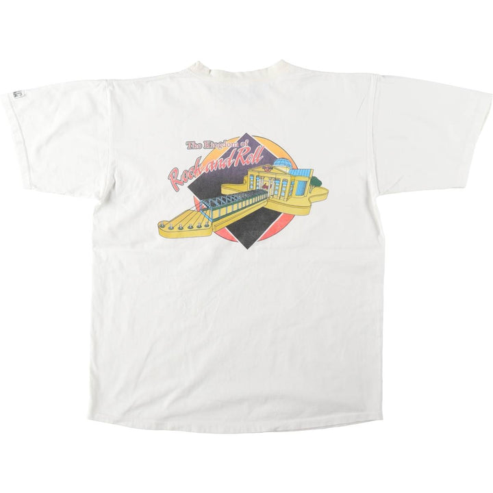 90'S HARD ROCK CAFE Heavy Tee Advertising T-shirt Made in USA Men's XL Vintage cotton white type Vintage Second Hand