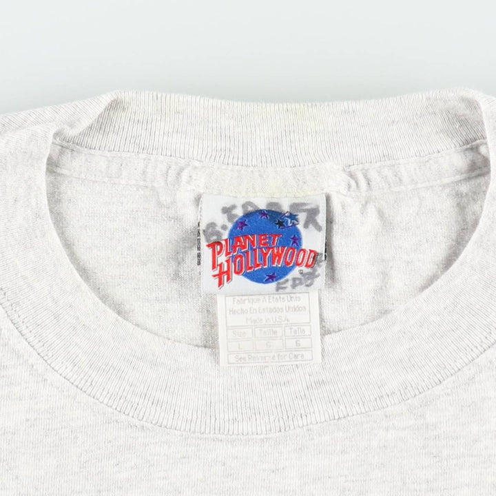90'S Planet Hollywood Advertising T-Shirt, Made in USA, Men's Size L (approx.), Vintage cotton white type Vintage Second Hand
