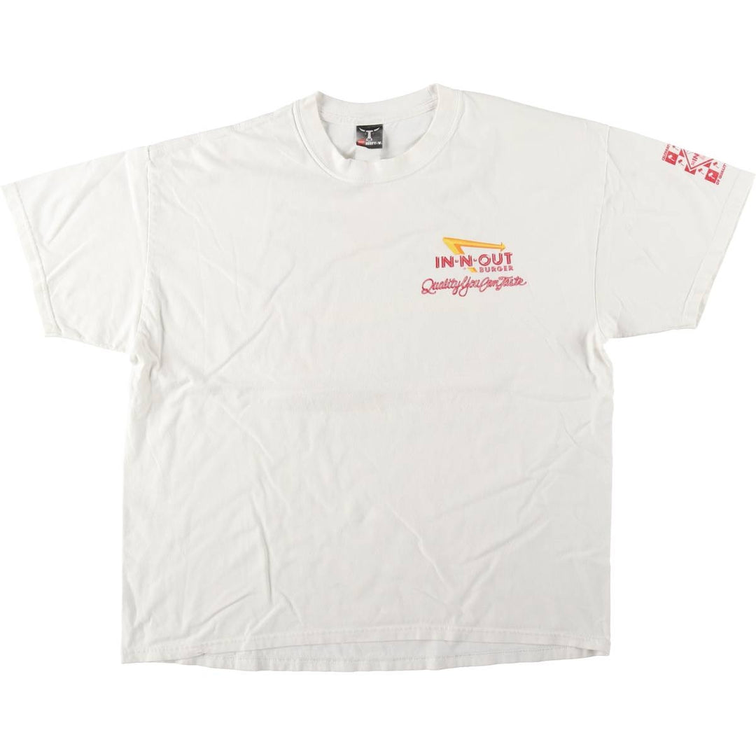 90'S Hanes BEEFY-T In & Out Burger Advertising T-Shirt, Men's XL equivalent, Vintage unclear white type Vintage Second Hand