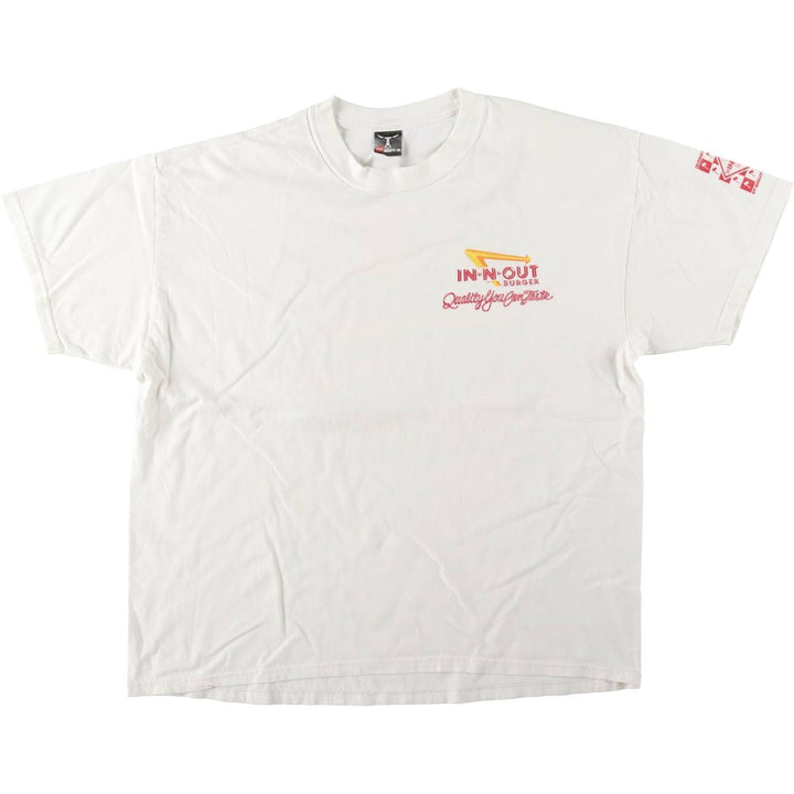 90'S Hanes BEEFY-T In & Out Burger Advertising T-Shirt, Men's XL equivalent, Vintage unclear white type Vintage Second Hand