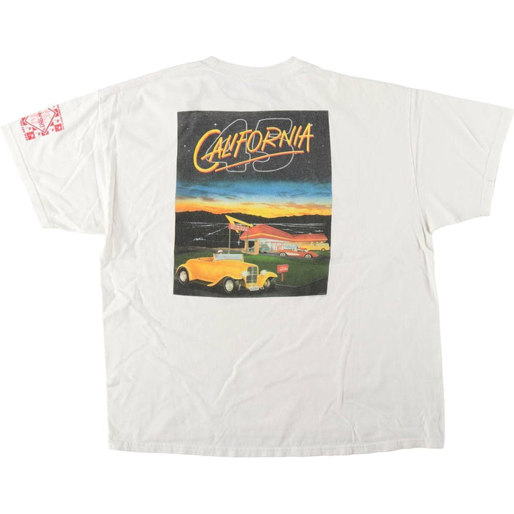 90'S Hanes BEEFY-T In & Out Burger Advertising T-Shirt, Men's XL equivalent, Vintage unclear white type Vintage Second Hand