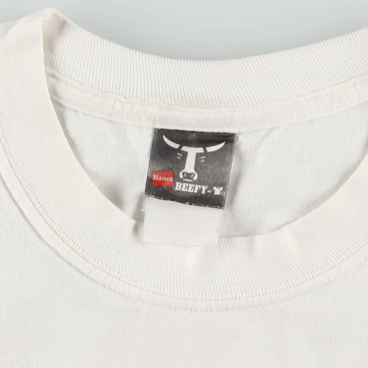 90'S Hanes BEEFY-T In & Out Burger Advertising T-Shirt, Men's XL equivalent, Vintage unclear white type Vintage Second Hand
