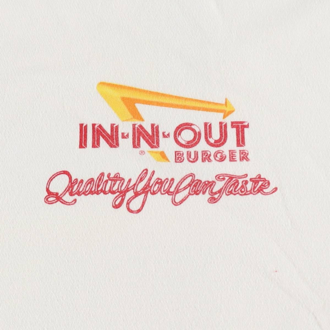 90'S Hanes BEEFY-T In & Out Burger Advertising T-Shirt, Men's XL equivalent, Vintage unclear white type Vintage Second Hand
