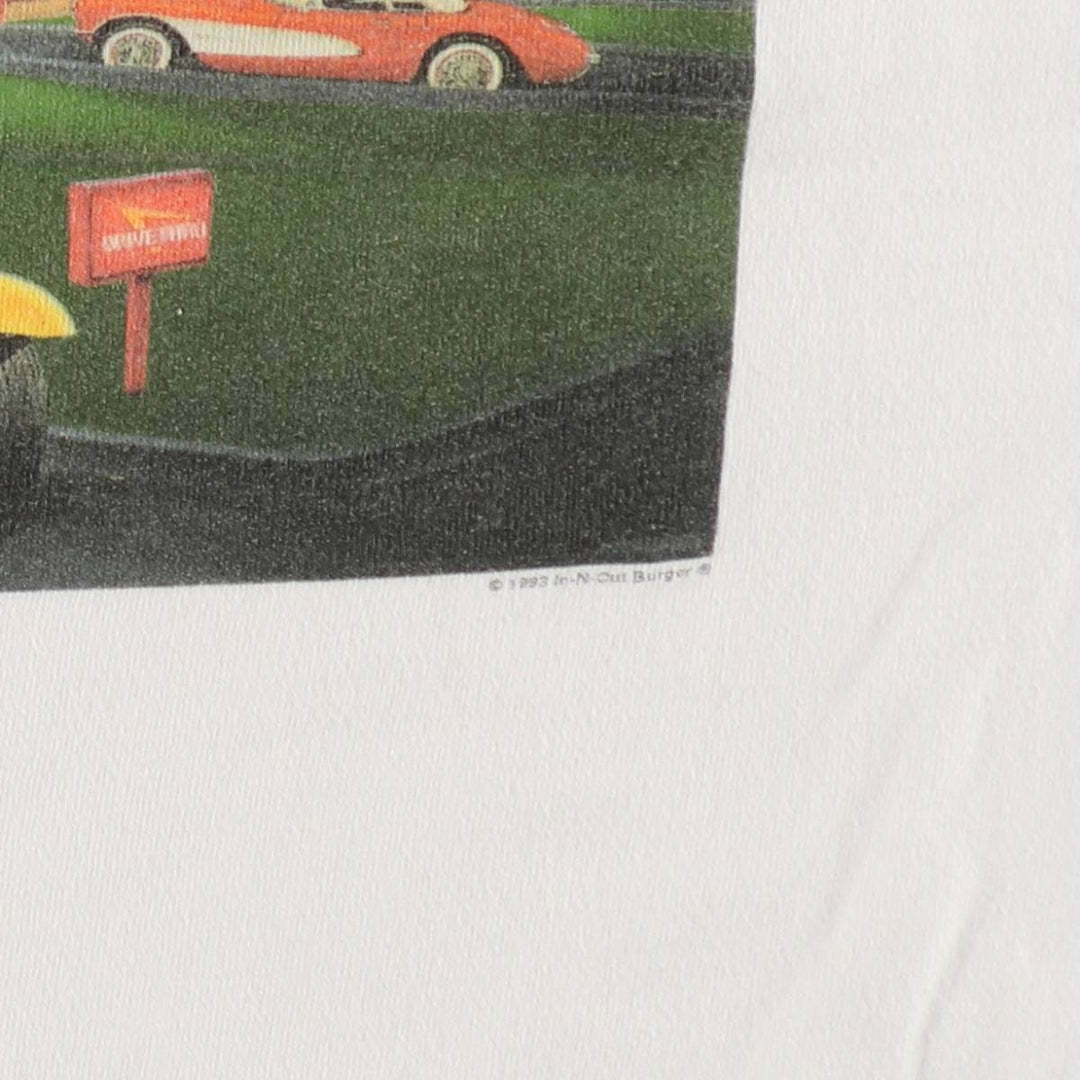 90'S Hanes BEEFY-T In & Out Burger Advertising T-Shirt, Men's XL equivalent, Vintage unclear white type Vintage Second Hand