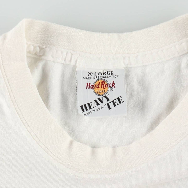 90'S HARD ROCK CAFE Heavy Tee Advertising T-shirt Made in USA Men's XL Vintage cotton white type Vintage Second Hand