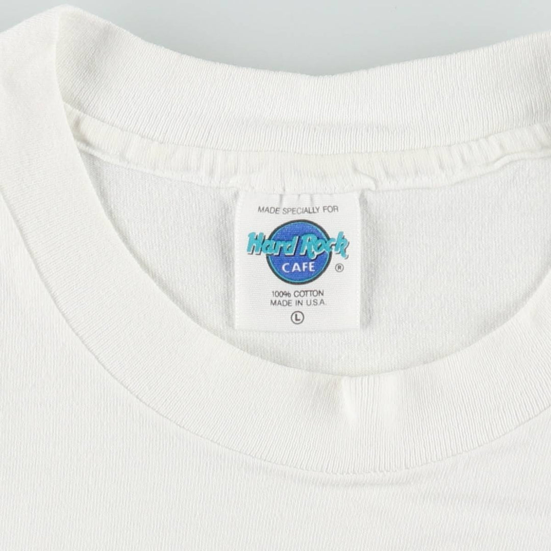 90'S HARD ROCK CAFE Hard Rock Cafe Advertising T-shirt Made in USA Men's L Vintage cotton white type Vintage Second Hand