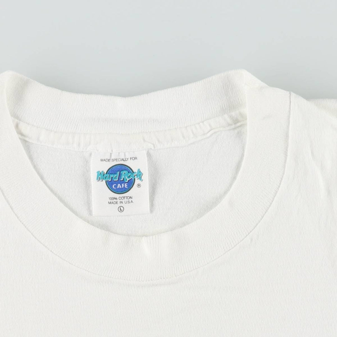 90'S HARD ROCK CAFE Hard Rock Cafe Advertising T-shirt Made in USA Men's L Vintage cotton white type Vintage Second Hand