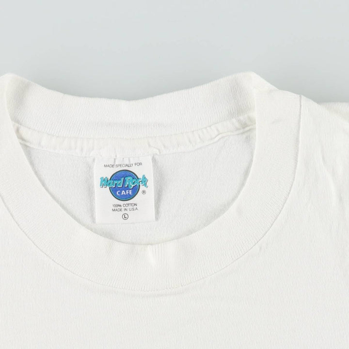 90'S HARD ROCK CAFE Hard Rock Cafe Advertising T-shirt Made in USA Men's L Vintage cotton white type Vintage Second Hand