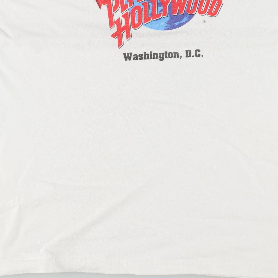 90'S Planet Hollywood Eagle Pattern Stars and Stripes Advertising T-Shirt, Made in USA, Men's XL equivalent, Vintage cotton white type Vintage Second Hand